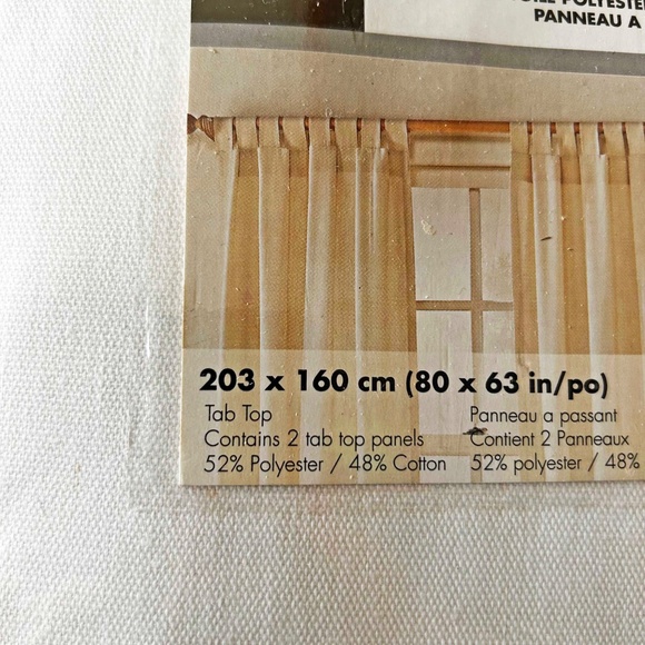DRAPES, DUCK CLOTH COTTON WITH TAB TOPS, 80 X 63 IN., PACKAGE HAS 2 TAB TOP PANE - Picture 3 of 3